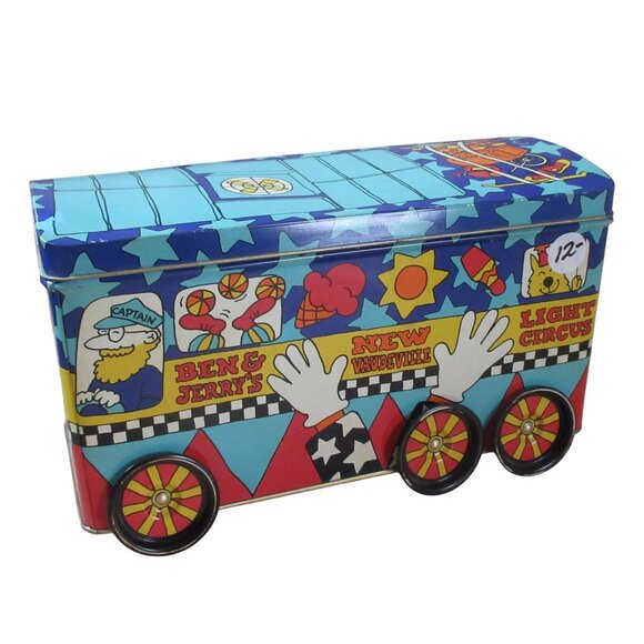 Ben & Jerry’s Ice Cream Tin Bus Vaudeville Light Circus Vintage 1990s - Picture 1 of 8